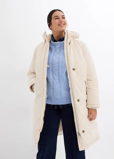 Lange winterjas met teddy in de capuchon, bonprix