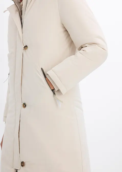 Lange winterjas met teddy in de capuchon, bonprix