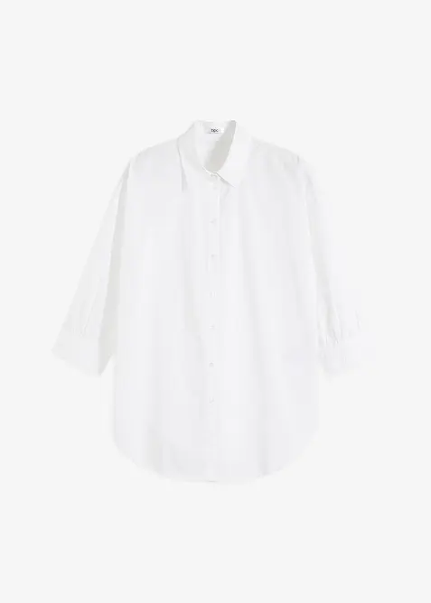 Oversized blouse van katoen met 3/4 mouwen, bonprix