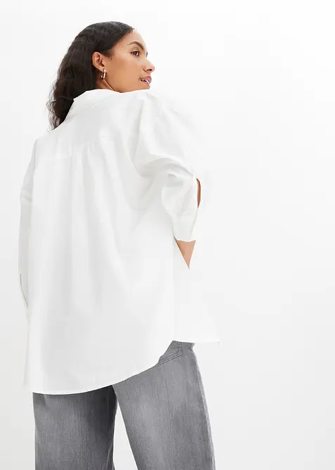 Oversized blouse van katoen met 3/4 mouwen, bonprix