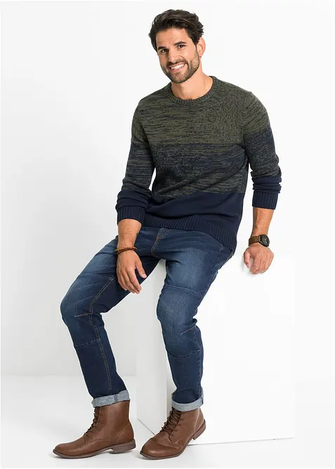 Gebreide comfort fit trui in een zachte katoenmix, bonprix