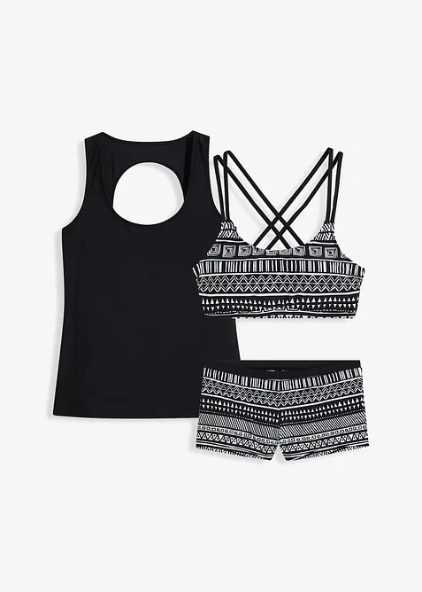 Tankini (3-dlg. set) met bustier bikinitopje, bonprix
