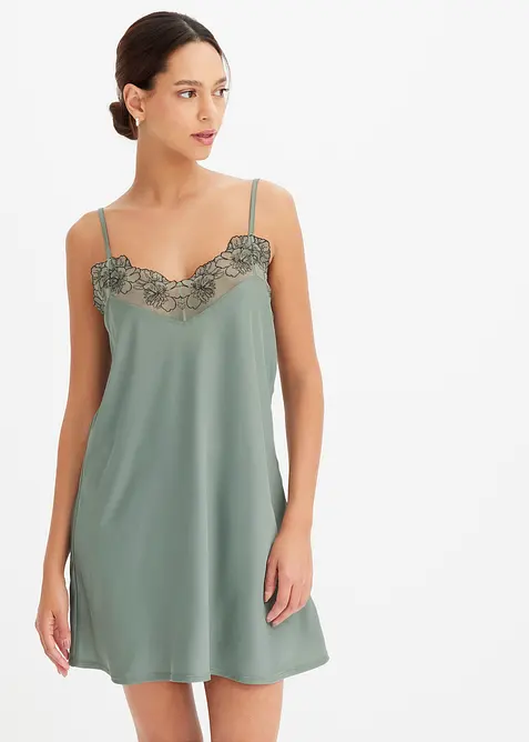 Satijnen neglig&eacute; met borduursel, bonprix