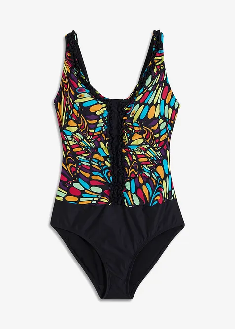 Corrigerend badpak met ruches, sterk corrigerend, bonprix