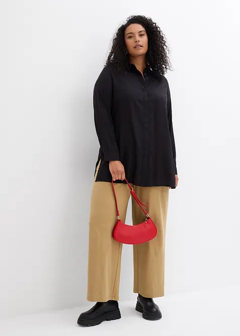 Lange blouse met splitten van soepel vallende viscose, bonprix