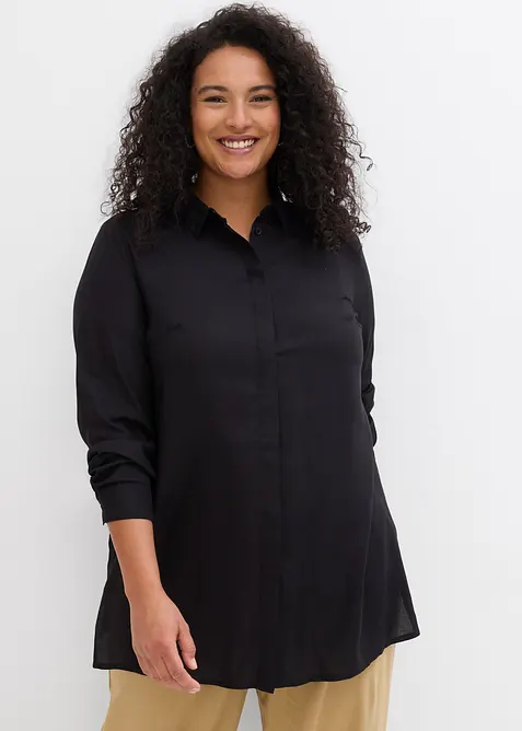 Lange blouse met splitten van soepel vallende viscose, bonprix