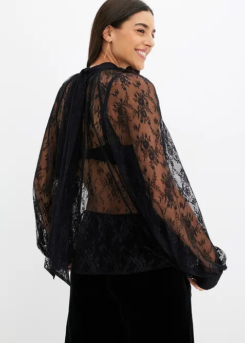 Kanten blouse met lichte transparantie, bonprix