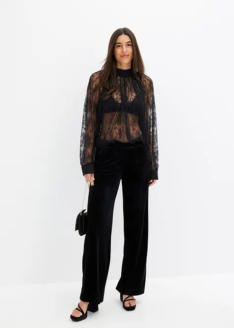 Kanten blouse met lichte transparantie, bonprix