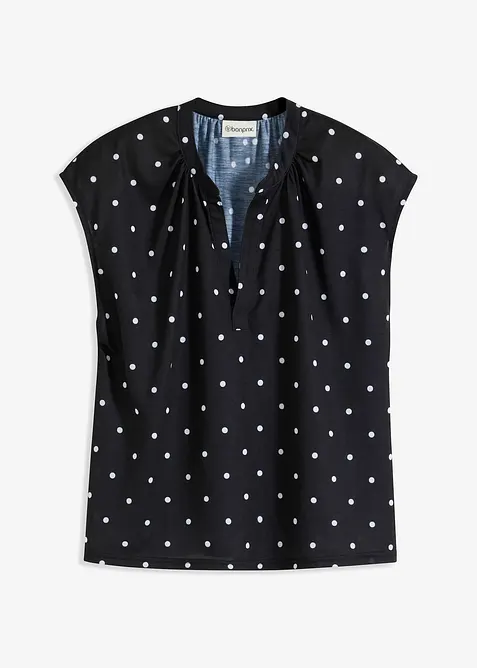 Henley shirt in een viscosemix met korte mouwen, bonprix