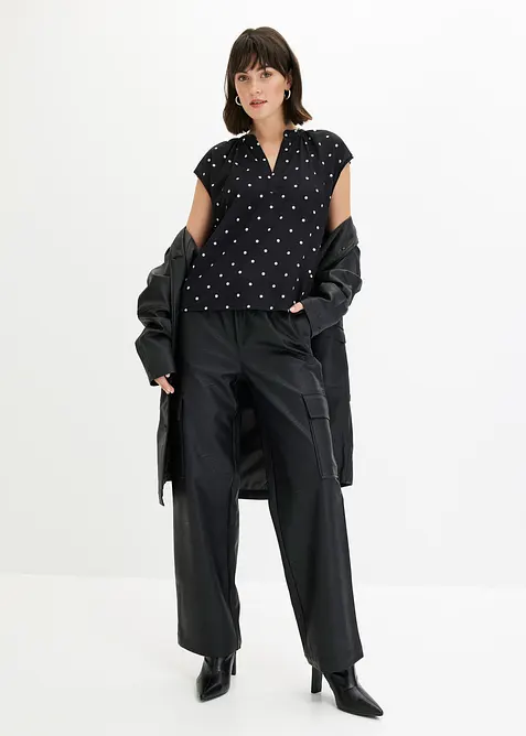 Henley shirt in een viscosemix met korte mouwen, bonprix