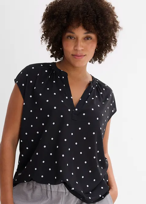 Henley shirt in een viscosemix met korte mouwen, bonprix