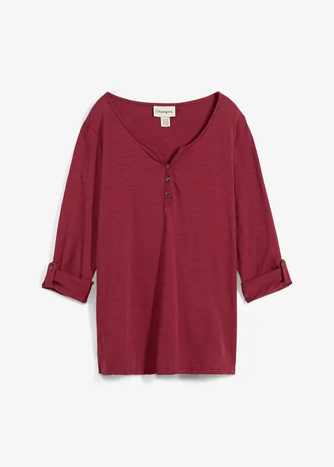 Shirt met knoopsluiting van biologisch katoen, bonprix