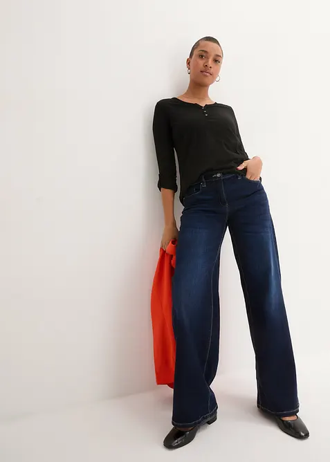 Shirt met knoopsluiting van biologisch katoen, bonprix