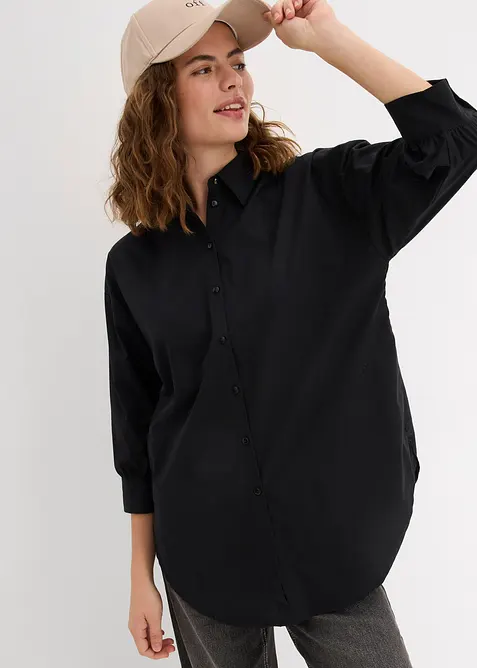 Oversized blouse van katoen met 3/4 mouwen, bonprix