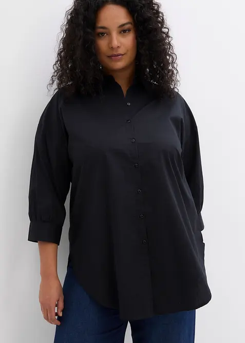 Oversized blouse van katoen met 3/4 mouwen, bonprix