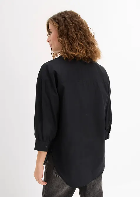 Oversized blouse van katoen met 3/4 mouwen, bonprix