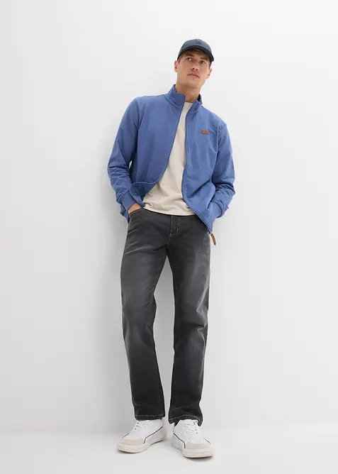 Sweatvest met opstaande kraag en imitatieleren details, bonprix