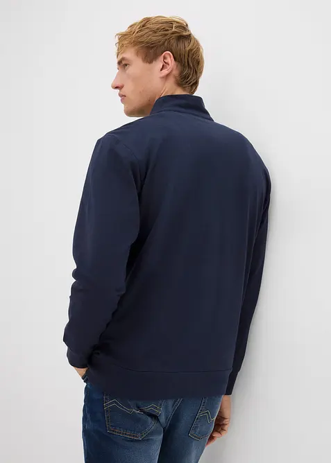 Sweatvest met opstaande kraag en imitatieleren details, bonprix