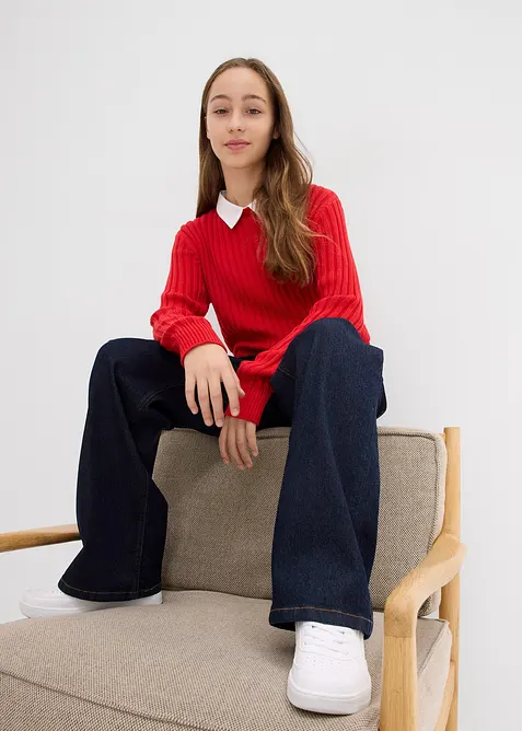 Wide leg jeans mid waist, bonprix