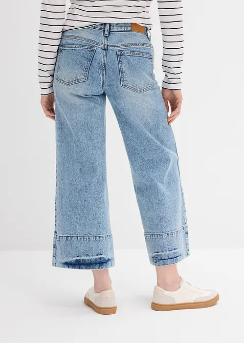 Wide leg jeans mid waist, cropped, bonprix