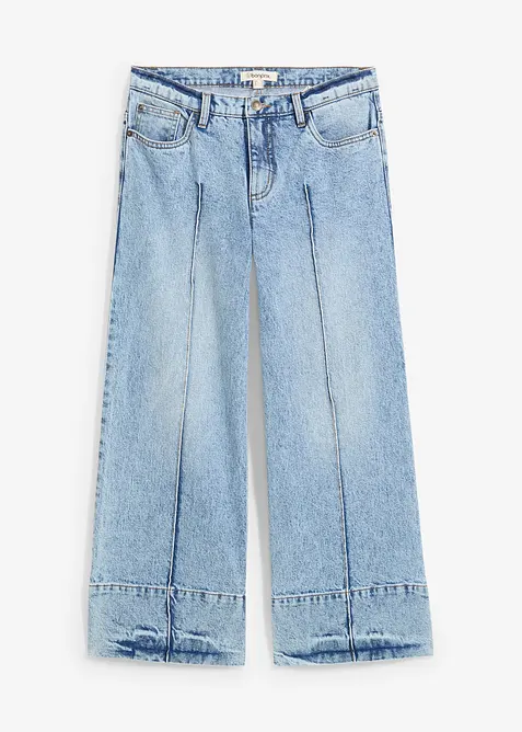 Wide leg jeans mid waist, cropped, bonprix