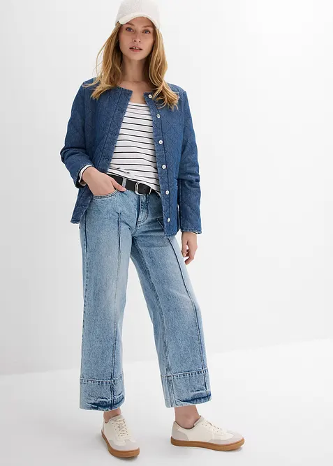 Wide leg jeans mid waist, cropped, bonprix