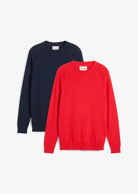 Gebreide trui van katoen (set van 2), bonprix