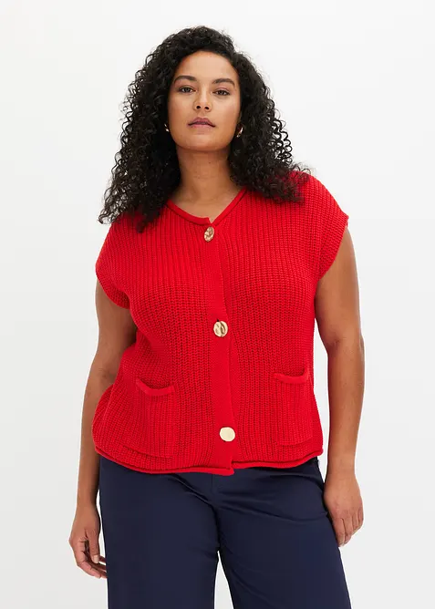 Gebreid vest met zakken, bonprix