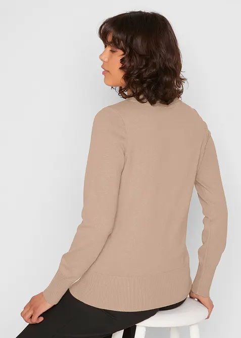 Fijngebreide basic trui met opstaande kraag en gerecycled materiaal, bonprix