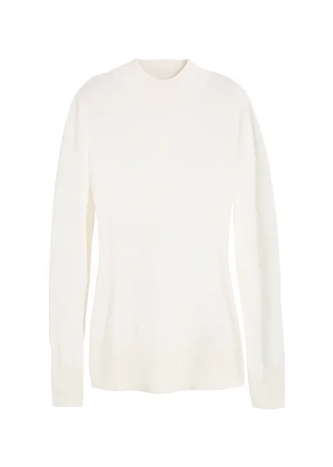 Fijngebreide basic trui met opstaande kraag en gerecycled materiaal, bonprix