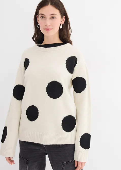 Oversized trui met stippen, bonprix