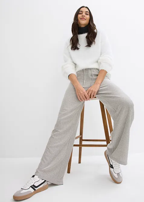 Gestreepte jersey broek in een katoenmix, bonprix