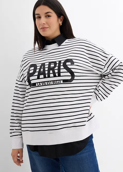 Oversized sweater van katoenmix, bonprix