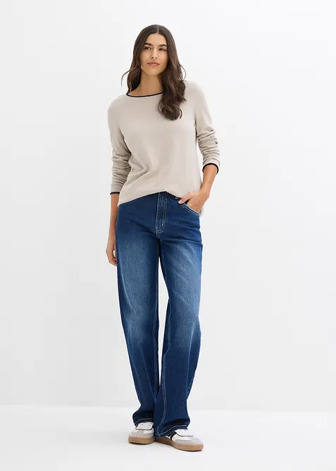 Fijn gebreide trui van katoenmix, bonprix