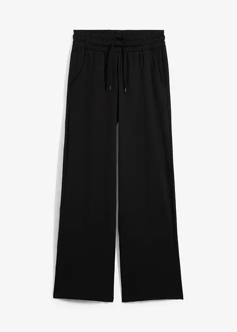 Wijde jersey broek van interlock, bonprix