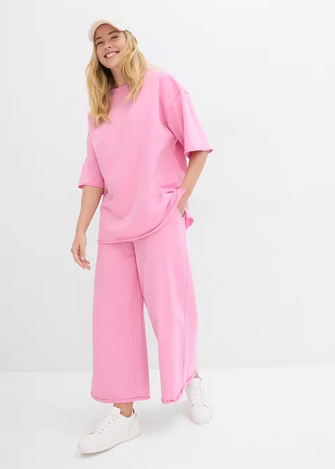 Wijde sweatpants van biologisch katoen, 7/8 lengte, bonprix
