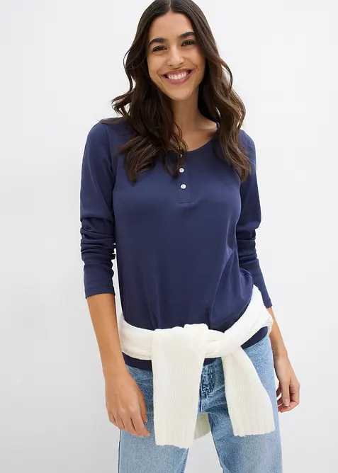 Shirt met ronde hals van puur biologisch katoen, bonprix