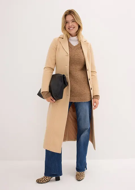 Bouclé trui met V-hals, bonprix