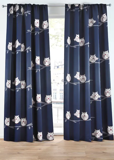 Verduisterend gordijn met uilenprint (1 stuk), bonprix