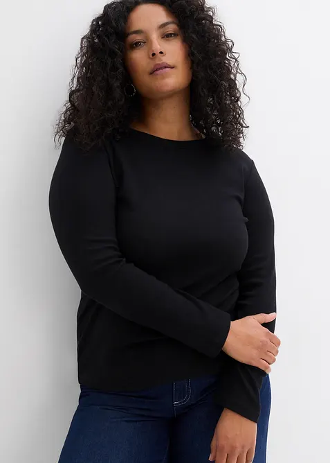 Geribd shirt met biologisch katoen (set van 2), bonprix