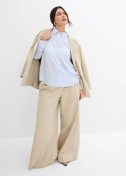 Overhemdblouse van soepel satijn, bonprix