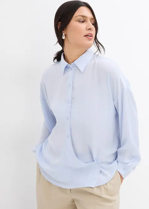Overhemdblouse van soepel satijn, bonprix