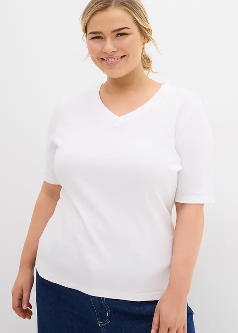 Geribd shirt (set van 2), bonprix