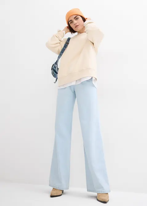 Jeans wide leg, mid waist, super soft, bonprix