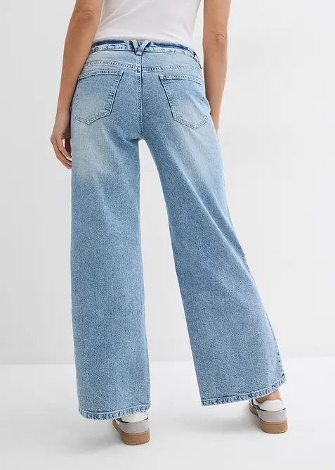 Wide leg jeans, mid waist, low stretch, full length, bonprix