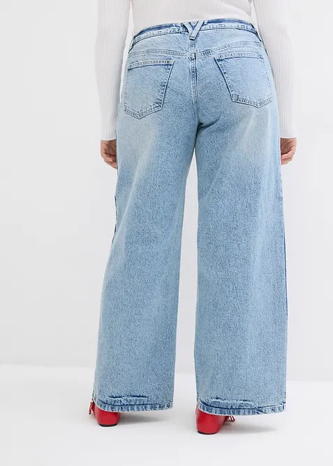Wide leg jeans, mid waist, low stretch, full length, bonprix