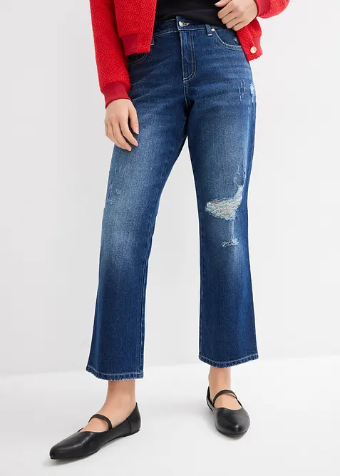 Straight jeans, mid waist, cropped, bonprix