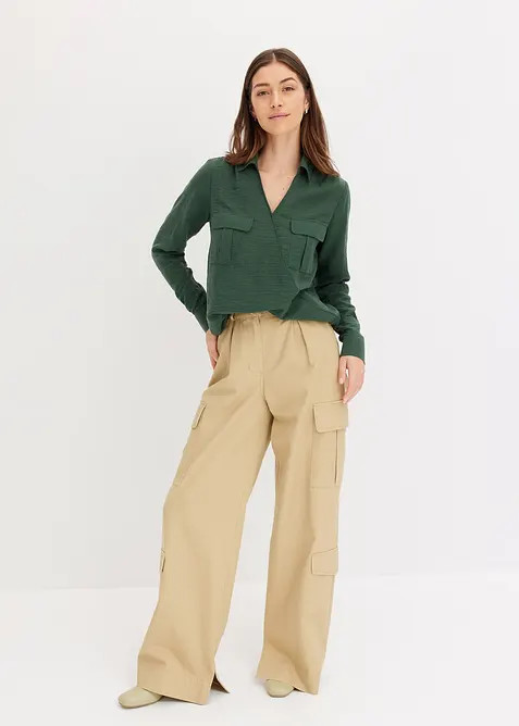 Overhemdblouse met wikkeleffect, bonprix