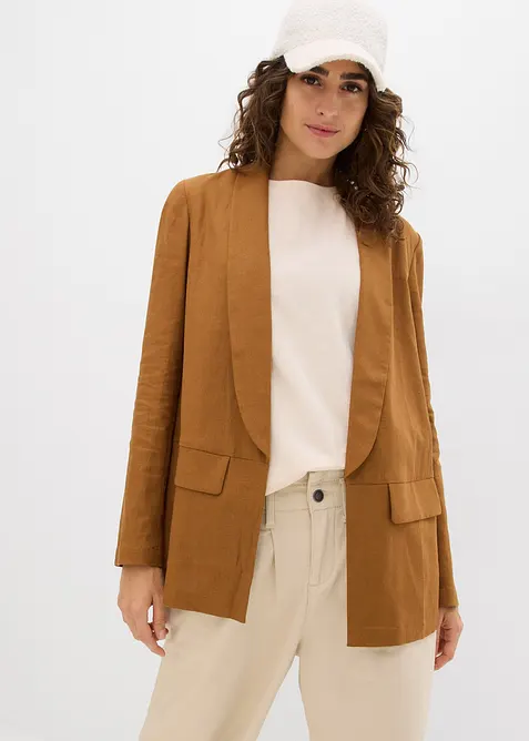 Wijde blazer in een mix van linnen en viscose, bonprix