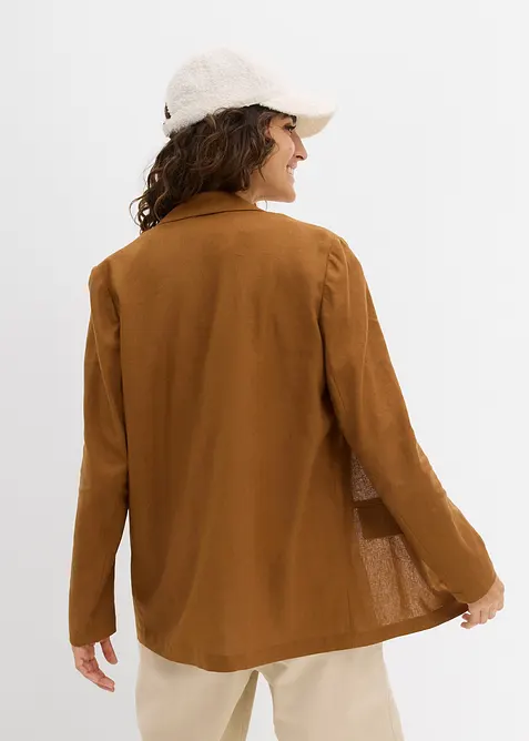 Wijde blazer in een mix van linnen en viscose, bonprix